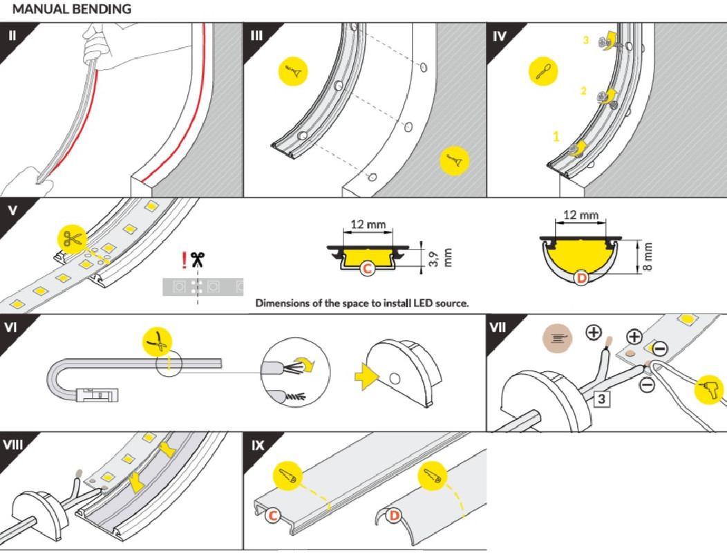 3m flexible LED ARCH1 aluminium profile for arches, with opal cover 3m flexible LED ARCH1 aluminium profile for arches, with opal cover