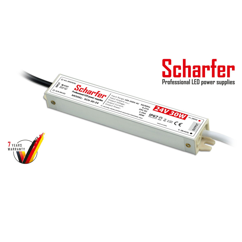 30W 24VDC Waterproof LED Power Supply SCH-30-24, Scharfer, 7 years warranty 30W 24VDC Waterproof LED Power Supply SCH-30-24, Scharfer, 7 years warranty