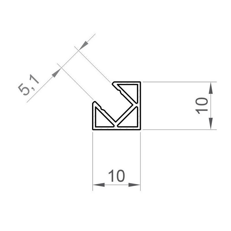 1m black 10x10mm ME3 corner LED aluminium extrusion with diffuser 1m black 10x10mm ME3 corner LED aluminium extrusion with diffuser