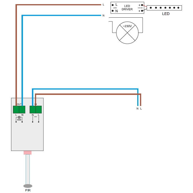 Mini Recessed PIR Movement Sensor Switch, 500W, 220-240VAC Mini Recessed PIR Movement Sensor Switch, 500W, 220-240VAC