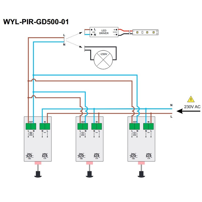 Mini Recessed PIR Movement Sensor Switch, 500W, 220-240VAC Mini Recessed PIR Movement Sensor Switch, 500W, 220-240VAC