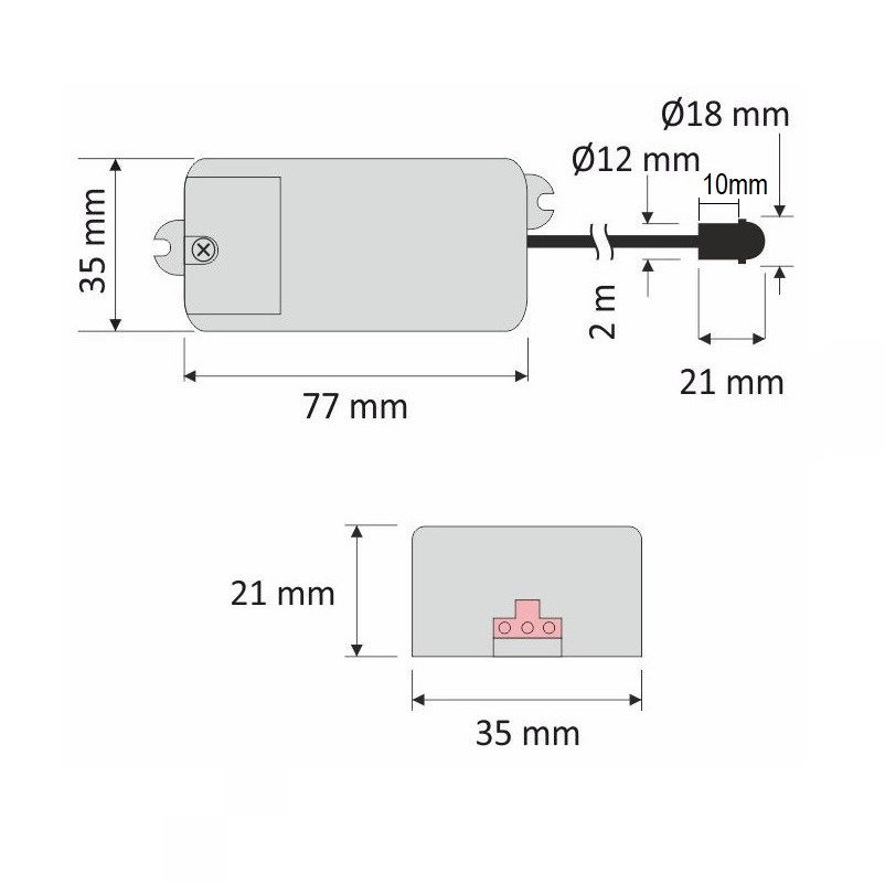 Mini Recessed PIR Movement Sensor Switch, 500W, 220-240VAC Mini Recessed PIR Movement Sensor Switch, 500W, 220-240VAC