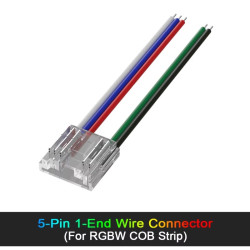 5 Pin Tape to Power Connector for 12mm IP20 RGBW COB Strip, no soldering