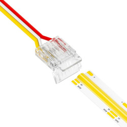 3 Pin Tape to Power Connector for IP20 CCT Tunable 10mm COB Strip, no soldering 3 Pin Tape to Power Connector for IP20 CCT Tunable 10mm COB Strip, no soldering