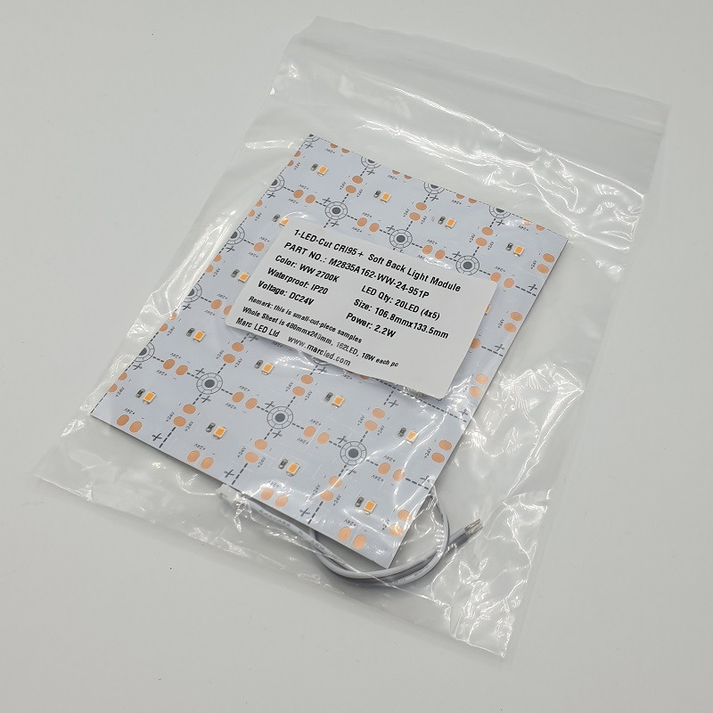 Sample of 24Vdc 36W / 18W 2700K 1-LED-Cut Flexible Back Light Module/ Sheet SMD2835 Sample of 24Vdc 36W / 18W 2700K 1-LED-Cut Flexible Back Light Module/ Sheet SMD2835