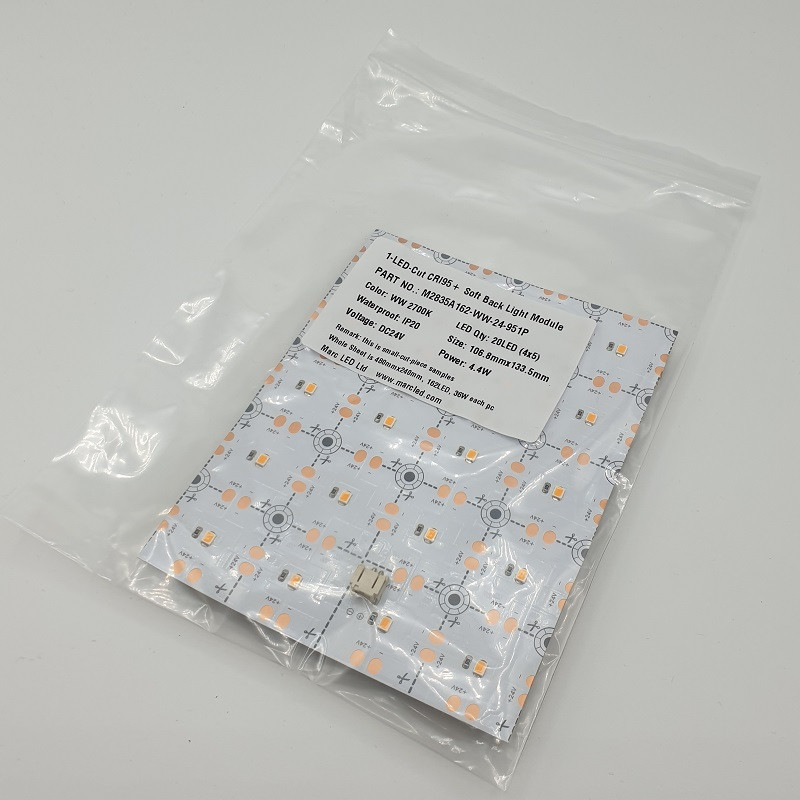 Sample of 24Vdc 36W / 18W 2700K 1-LED-Cut Flexible Back Light Module/ Sheet SMD2835 Sample of 24Vdc 36W / 18W 2700K 1-LED-Cut Flexible Back Light Module/ Sheet SMD2835