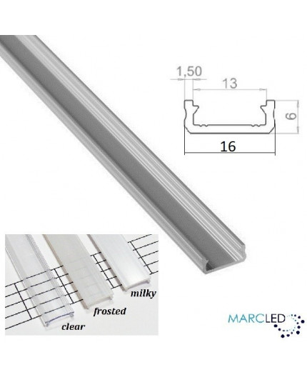 1m / 1000mm LED micro aluminium profile KL2, anodized, silver, set with diffuser 1m / 1000mm LED micro aluminium profile KL2, anodized, silver, set with diffuser