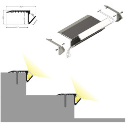 1m S2 step LED profile (anodized, black), set with opal cover 1m S2 step LED profile (anodized, black), set with opal cover
