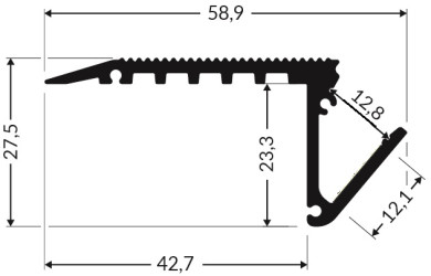 3m UP-Step LED profile (anodized, black), set with opal cover 3m UP-Step LED profile (anodized, black), set with opal cover