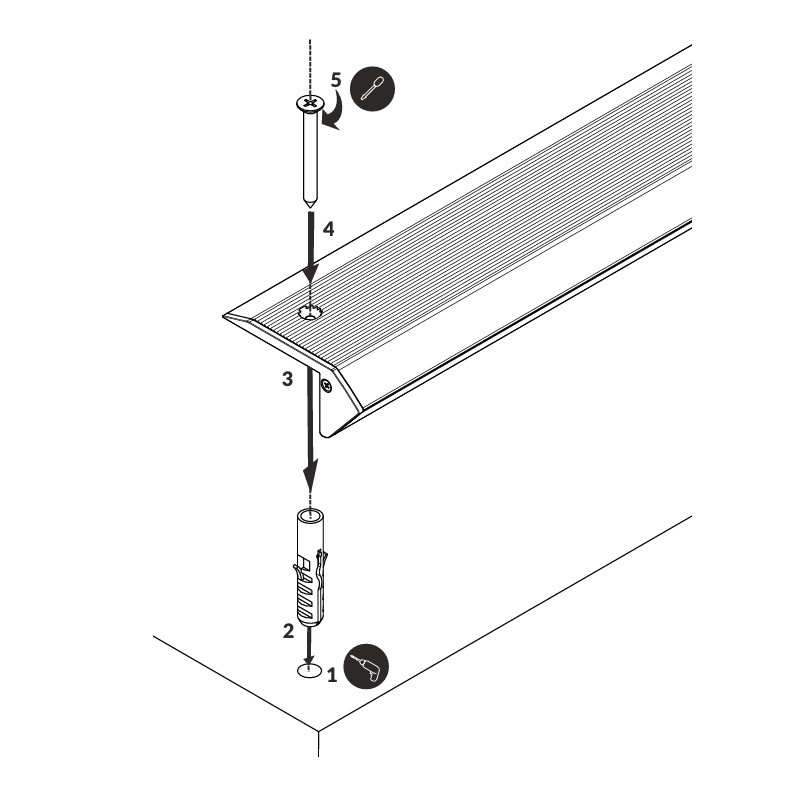 3m UP-Step LED profile (anodized, black), set with opal cover 3m UP-Step LED profile (anodized, black), set with opal cover