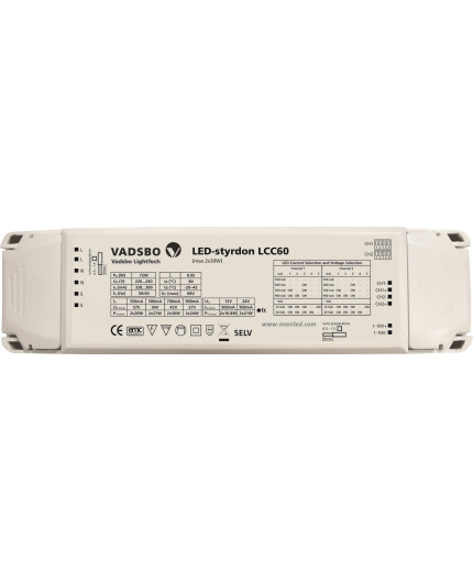 LCC60 driver/dimmer for constant current, voltage LED lights, Vadsbo LCC60 driver/dimmer for constant current, voltage LED lights, Vadsbo