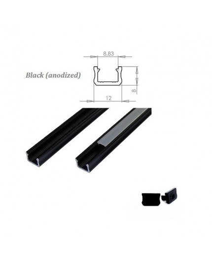 MINI aluminium extrusions for LED lighting - black anodized MINI aluminium extrusions for LED lighting - black anodized