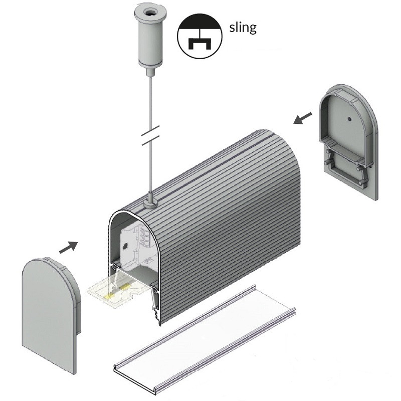 2m LED profile U2 (anodized, gold) 37mm x 60mm, suspended kit 2m LED profile U2 (anodized, gold) 37mm x 60mm, suspended kit
