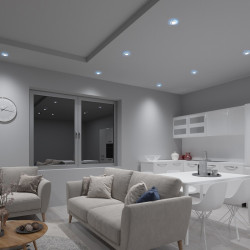 With blue decorative LEDs, GU10 ceiling-mounted glass spotlight fitting With blue decorative LEDs, GU10 ceiling-mounted glass spotlight fitting