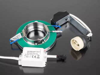 With blue decorative LEDs, GU10 ceiling-mounted glass spotlight fitting With blue decorative LEDs, GU10 ceiling-mounted glass spotlight fitting