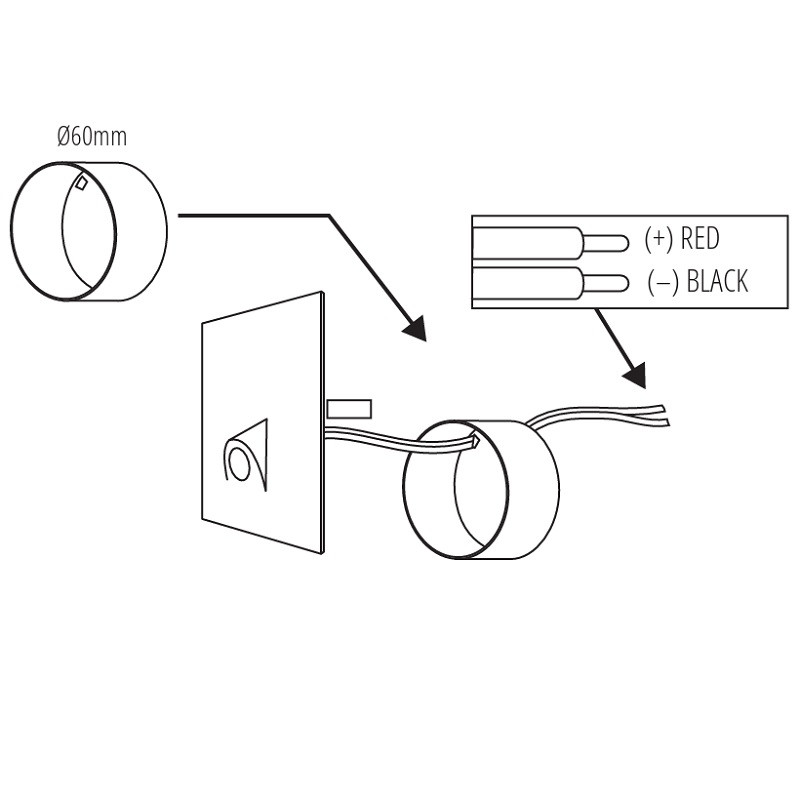 12VDC 0.7W 4000K White Staircase LED Light Fitting 12VDC 0.7W 4000K White Staircase LED Light Fitting