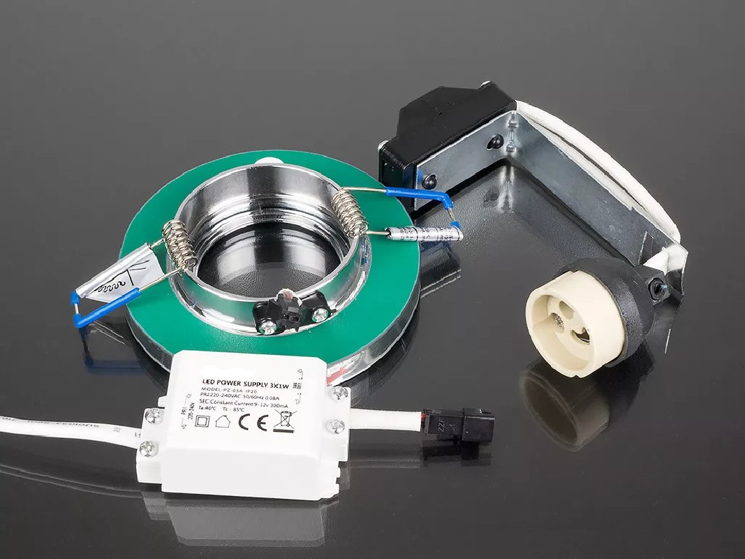 With 4000K decorative LEDs, GU10 ceiling-mounted glass spotlight fitting With 4000K decorative LEDs, GU10 ceiling-mounted glass spotlight fitting