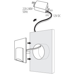 12VDC 0.8W 3000K Black Staircase LED Light Fitting 12VDC 0.8W 3000K Black Staircase LED Light Fitting