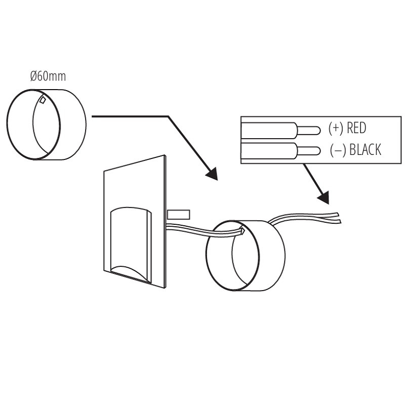 12VDC 0.8W 3000K White Staircase LED Light Fitting 12VDC 0.8W 3000K White Staircase LED Light Fitting