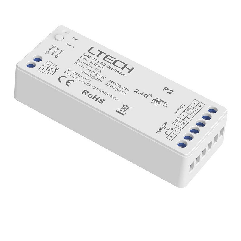 M2C / M2D+P2 up to 4 zones CCT LED strips Controller With RF Receiver Ltech M2C / M2D+P2 up to 4 zones CCT LED strips Controller With RF Receiver Ltech