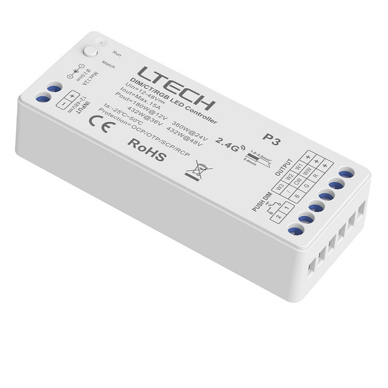 M4C / M4D+P3 up to 4 zones RGB LED strips Controller With RF Receiver Ltech M4C / M4D+P3 up to 4 zones RGB LED strips Controller With RF Receiver Ltech