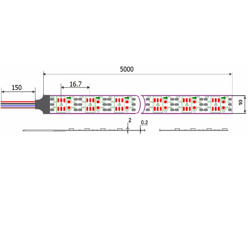 SMD5050 5Vdc LED tape WS2811 IC RGB Digital 18W/m IP20 5m (90W) Pro series SMD5050 5Vdc LED tape WS2811 IC RGB Digital 18W/m IP20 5m (90W) Pro series