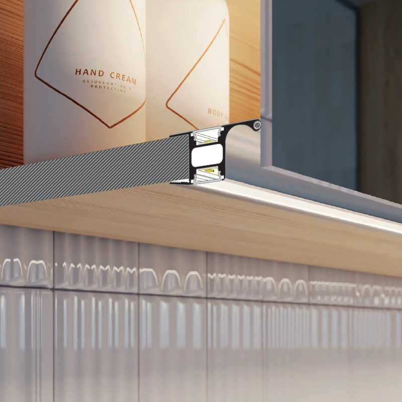 2m CABI1 LED profile, silver anodized, set with opal covers, cabinet 2m CABI1 LED profile, silver anodized, set with opal covers, cabinet