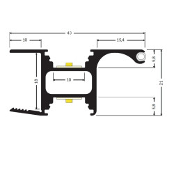 2m CABI1 LED profile, silver anodized, set with opal covers, cabinet 2m CABI1 LED profile, silver anodized, set with opal covers, cabinet