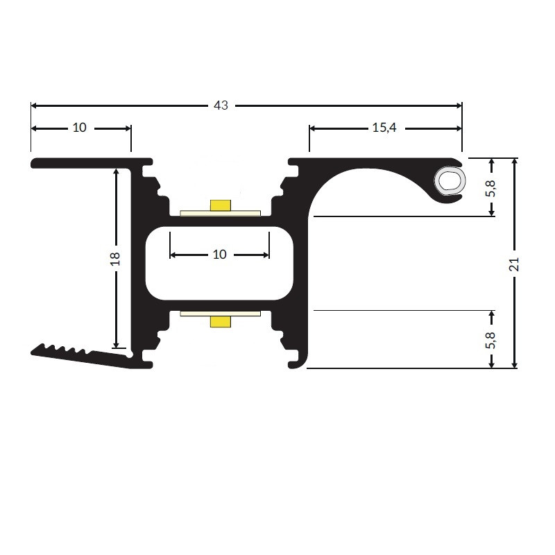 2m CABI1 LED profile, silver anodized, set with opal covers, cabinet 2m CABI1 LED profile, silver anodized, set with opal covers, cabinet
