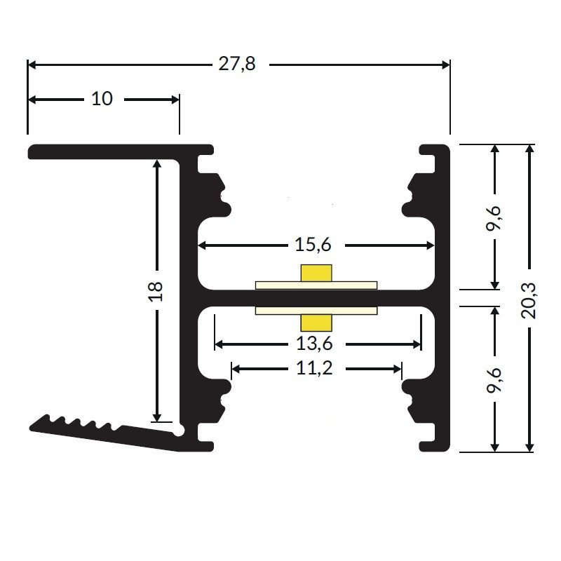 2m CABI2 LED profile, silver anodized, set with opal covers, cabinet 2m CABI2 LED profile, silver anodized, set with opal covers, cabinet