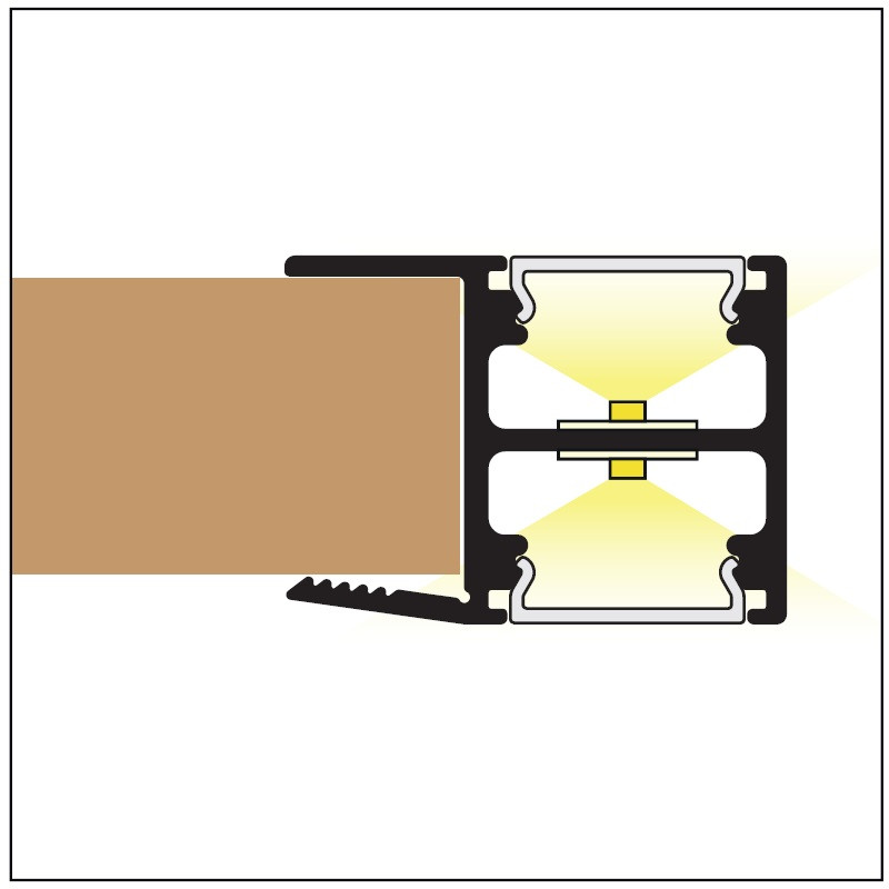 2m CABI2 LED profile, silver anodized, set with opal covers, cabinet 2m CABI2 LED profile, silver anodized, set with opal covers, cabinet