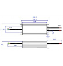 200W, ELED-200-12T, Mains to 12Vdc Triac dimmable LED driver, IP66 200W, ELED-200-12T, Mains to 12Vdc Triac dimmable LED driver, IP66