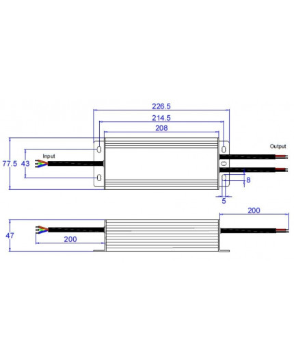 200W, ELED-200-12T, Mains to 12Vdc Triac dimmable LED driver, IP66 200W, ELED-200-12T, Mains to 12Vdc Triac dimmable LED driver, IP66