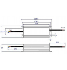 200W Mains to 24Vdc Triac dimmable LED driver, IP66 ELED-200P-24T 200W Mains to 24Vdc Triac dimmable LED driver, IP66 ELED-200P-24T