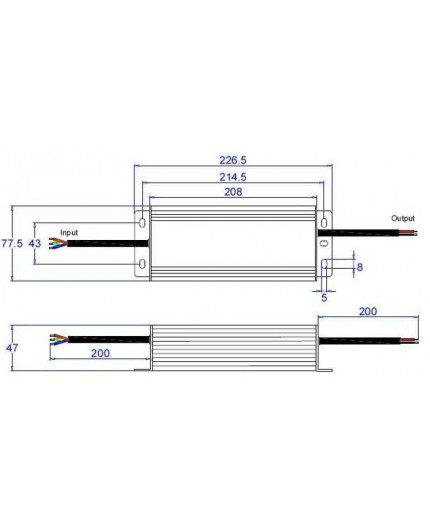 200W Mains to 24Vdc Triac dimmable LED driver, IP66 ELED-200P-24T 200W Mains to 24Vdc Triac dimmable LED driver, IP66 ELED-200P-24T