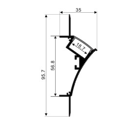 1m Plaster-in LED profile DW3 for ceiling and drywall, set with opal cover 1m Plaster-in LED profile DW3 for ceiling and drywall, set with opal cover