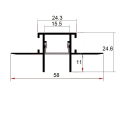 Sample of Anti Glare Plaster-in LED profile CAL15 for ceiling and drywall, set with opal cover Sample of Anti Glare Plaster-in LED profile CAL15 for ceiling and drywall, set with opal cover