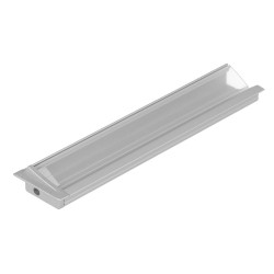 Sample of recessed T1MD LED profile (anodized, silver), set with cover Sample of recessed T1MD LED profile (anodized, silver), set with cover