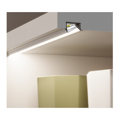 Sample of recessed T1MD LED profile (anodized, silver), set with cover Sample of recessed T1MD LED profile (anodized, silver), set with cover