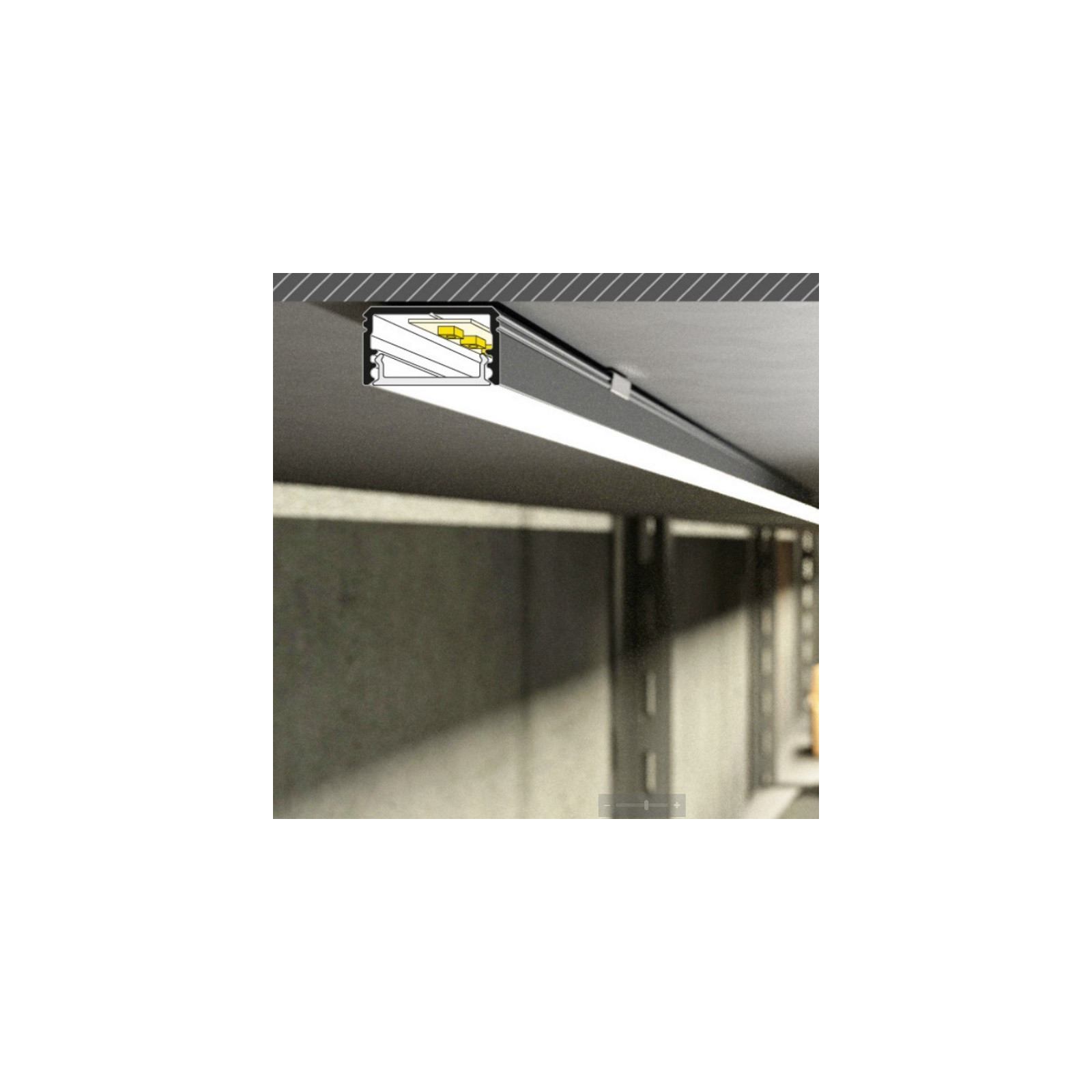 2m TU2 LED profile (anodized, silver), 17.6mmx10mm, set with cover ...