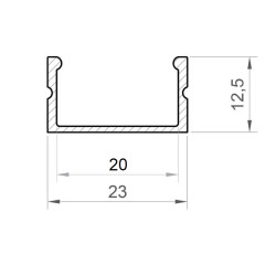 2m silver anodized EL2 LED Aluminium U-profile with diffuser 2m silver anodized EL2 LED Aluminium U-profile with diffuser