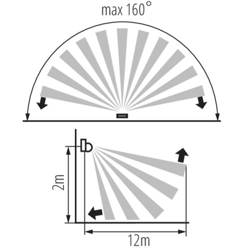 Black PIR motion sensor SLICK JQ, IP44, Wall Mounted, Outdoor Black PIR motion sensor SLICK JQ, IP44, Wall Mounted, Outdoor