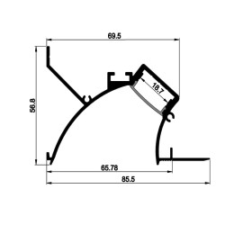 Sample of Plaster-in LED profile DC2 for ceiling and drywall opal cover Sample of Plaster-in LED profile DC2 for ceiling and drywall opal cover