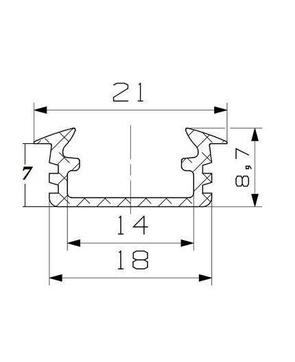 P1 LED profile, 3m / 3000mm recessed extrusion, anodized aluminium, silver, plus diffuser P1 LED profile, 3m / 3000mm recessed extrusion, anodized aluminium, silver, plus diffuser