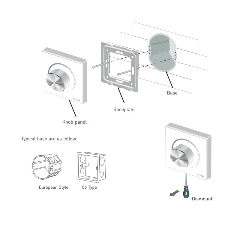 Wall mounted DALI rotary dimmer E6-DA1 Wall mounted DALI rotary dimmer E6-DA1