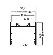 3m LED profile TXL2 (anodized, silver) 33mm x 30mm set with cover 3m LED profile TXL2 (anodized, silver) 33mm x 30mm set with cover