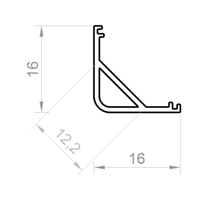 2m black corner A3 LED aluminium extrusion with milky diffuser 2m black corner A3 LED aluminium extrusion with milky diffuser