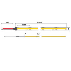 24VDC COB LED tape 2700K 5W/m 30m reel, seamless light 24VDC COB LED tape 2700K 5W/m 30m reel, seamless light