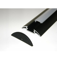 P4 LED profile 0.5m / 500mm surface extrusion, anodized aluminium, black, plus diffuser