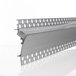 2m Plaster-in white LED profile DW3 for ceiling and drywall, set with opal cover